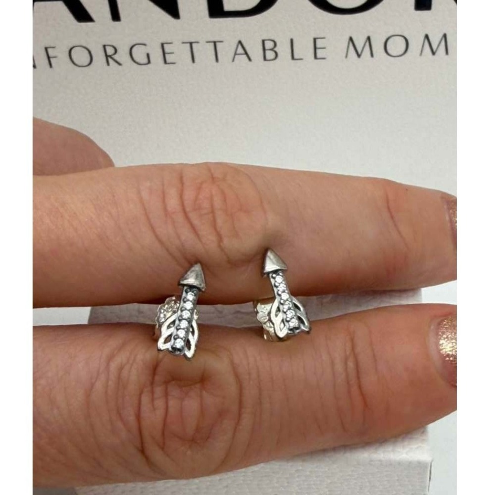 Pandora Arrow Stud Earrings with Stones – S925 Sterling Silver
